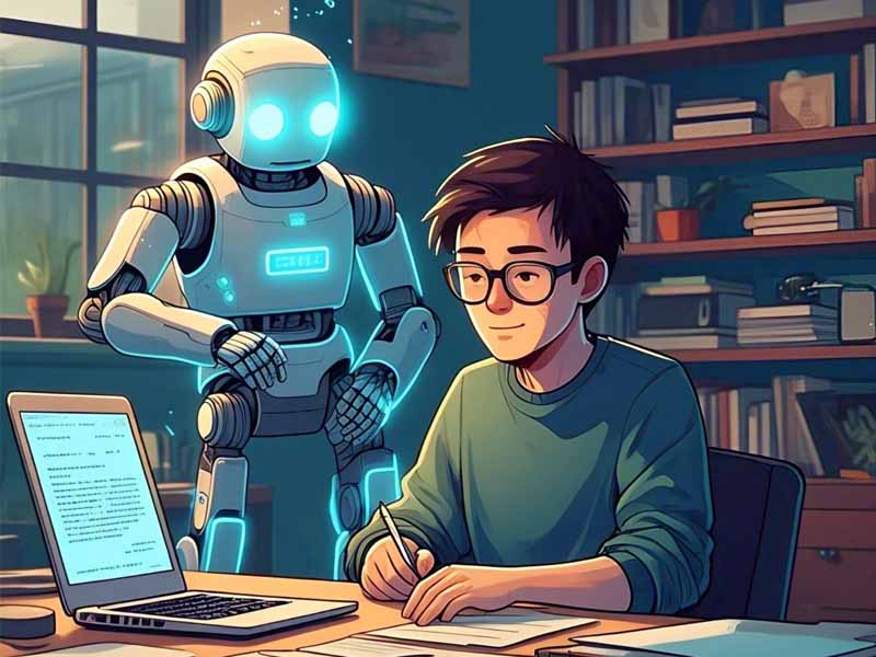 AI illustration helps someone write